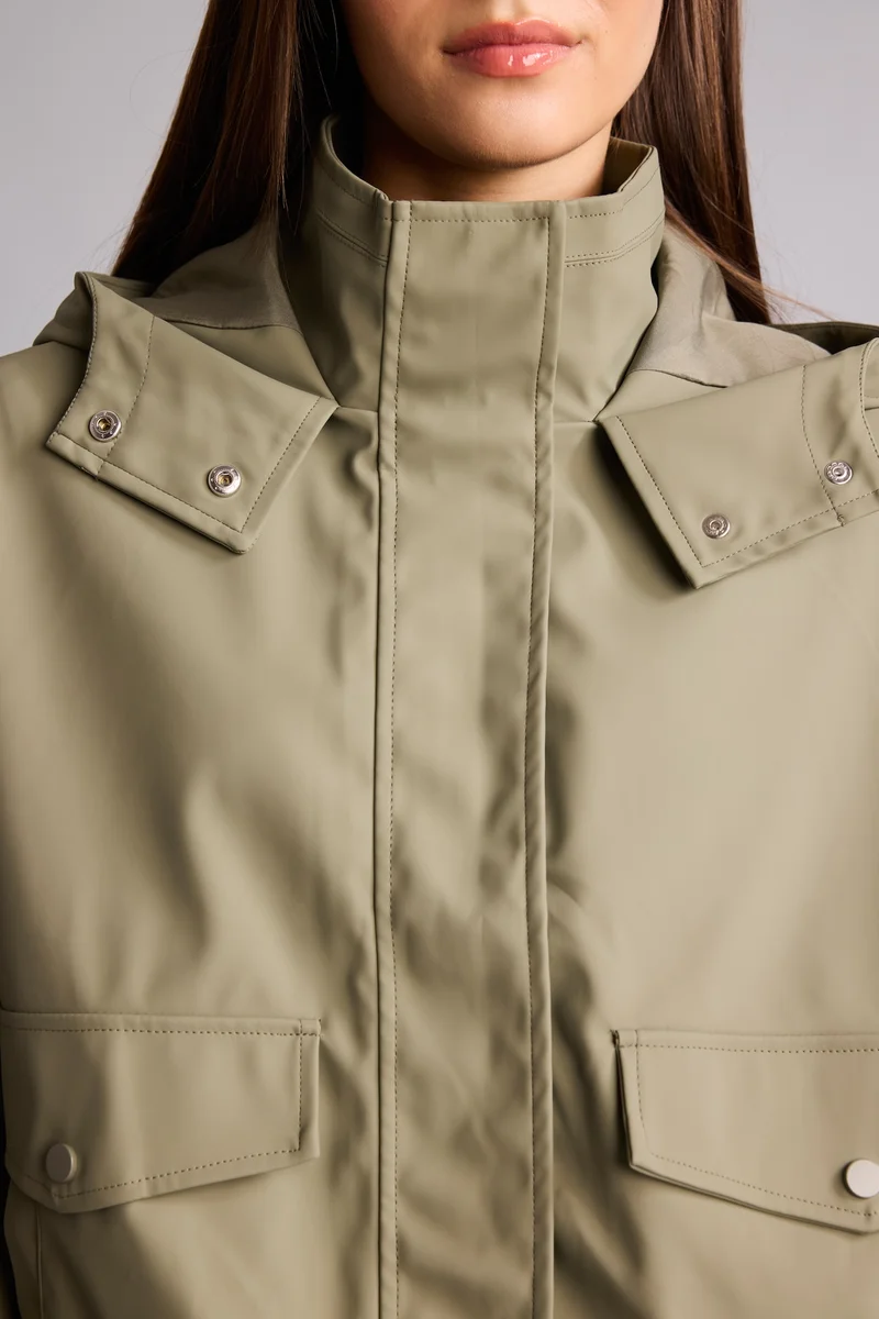 Defacto  Regular Fit Faux Leather Raincoat for Women | Best Price UAE