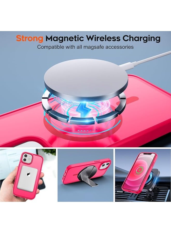 جراب هاتف مغناطيسي لهاتف iPhone 12 / 12 pro، [متوافق مع Magsafe] تصميم نحيف غير لامع مقاوم للصدمات والصدمات والحماية من السقوط للفتيات والنساء والأولاد والرجال لهاتف iPhone 12 / 12 pro (وردي ساخن) - Image 4