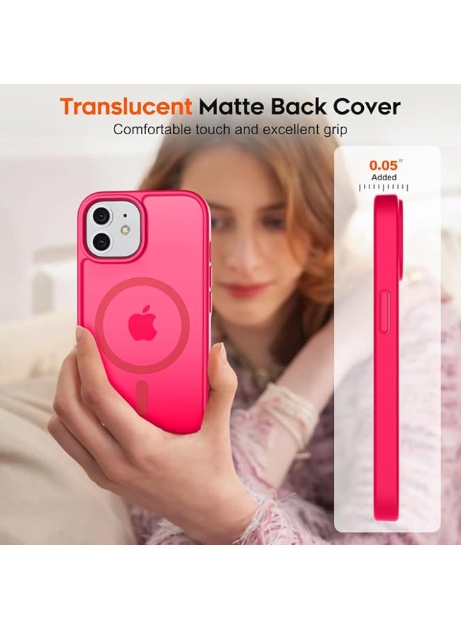 جراب هاتف مغناطيسي لهاتف iPhone 12 / 12 pro، [متوافق مع Magsafe] تصميم نحيف غير لامع مقاوم للصدمات والصدمات والحماية من السقوط للفتيات والنساء والأولاد والرجال لهاتف iPhone 12 / 12 pro (وردي ساخن) - Image 2