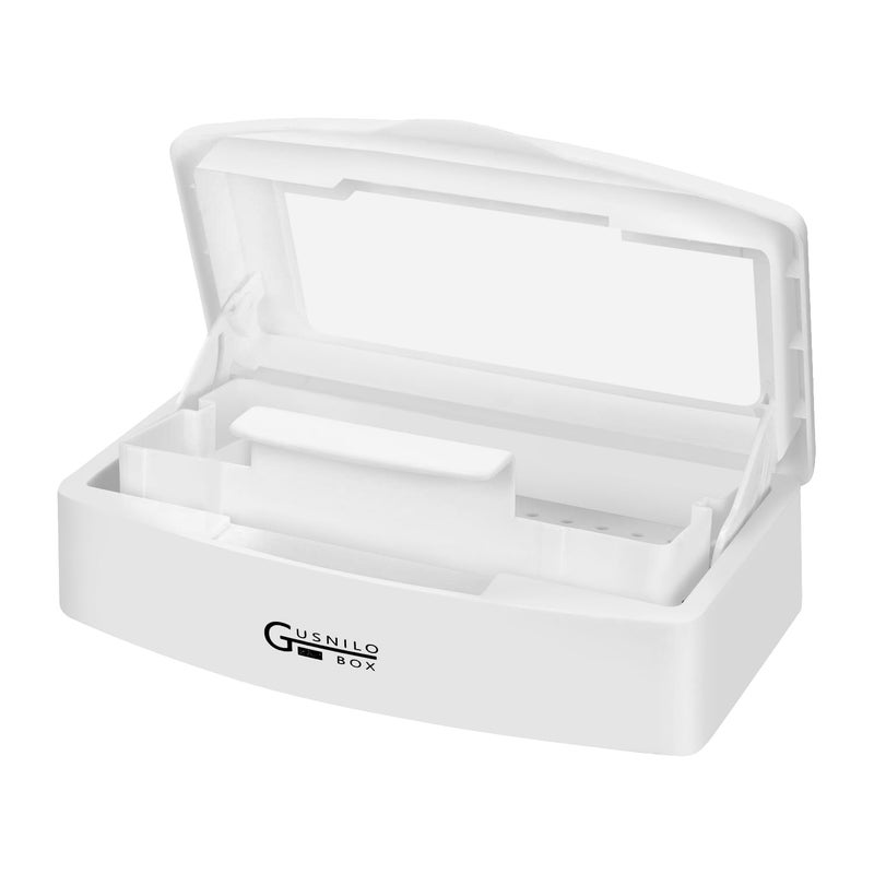 Gusnilo Nail Art Tools Plastic Storage Box for Nail ToolsManicure Tool Tweezers Hair Salon Spa and Trimmer Manicure Equipment 1 piece White