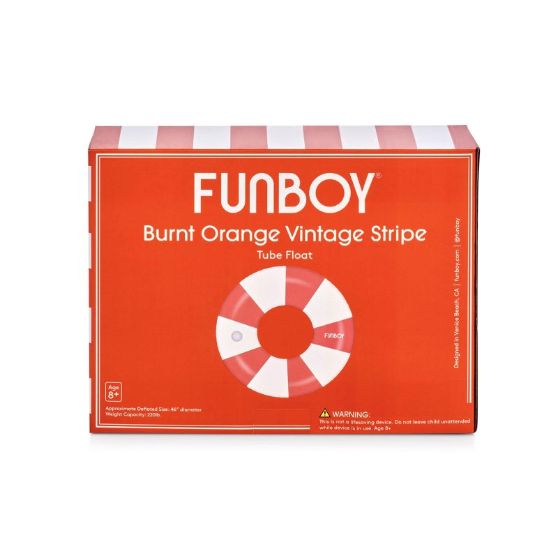 FUNBOY Giant Vintage Orange Stripe Inflatable Pool Float with Cup Holder, 48" Adult Inner Tube Swim Ring Pool Lounger - Image 3