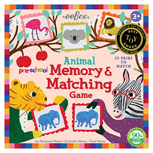 eeBoo: Pre-School Animal Memory and Matching Game, 10 Pairs to Match, Developmental and Educational, Sturdy and Thick Tiles, For Ages 3 and up - Image 1
