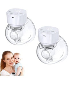 Cmbear Breast-Pump Electric, Wearable Breast Pump, Electric Hands Free Breast Pumps With 3 Modes, 9 Levels, LCD Display, Low Noise Rechargeable Double Milk Extractor (White-2pcs)  - Image 1