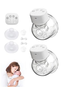 Cmbear Breast-Pump Electric, Wearable Breast Pump, Electric Hands Free Breast Pumps With 3 Modes, 9 Levels, LCD Display, Low Noise Rechargeable Double Milk Extractor (White-2pcs)  - Image 2