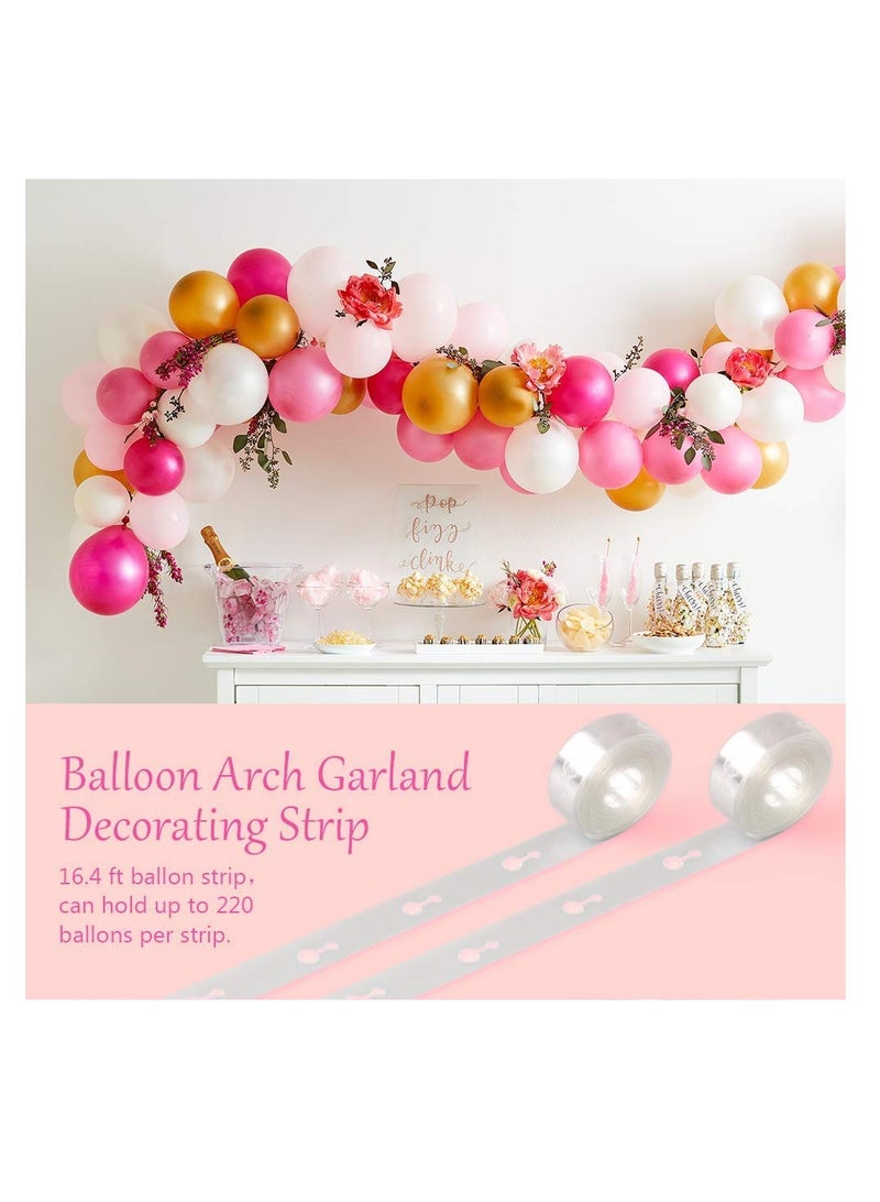 Excefore Balloon Decorating Strip Kit for Arch Garland 32Ft Balloon Tape Strip, 2 Pcs Tying Tool, 200 Dot Glue, 20 Ballon Flower Clip for Party Wedding Birthday Xmas Baby Shower DIY - Image 2