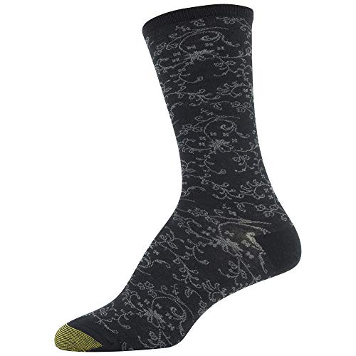GOLDTOE Women's Scrolls Dress Crew Socks, 3 Pairs, Black Floral/Black/Black Vine, Shoe Size: 6-9 - Image 3