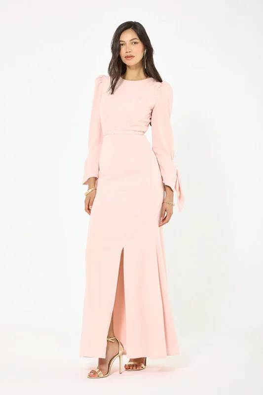 Iyra  Tie Sleeve Column Maxi Dress for Women | Best Price UAE