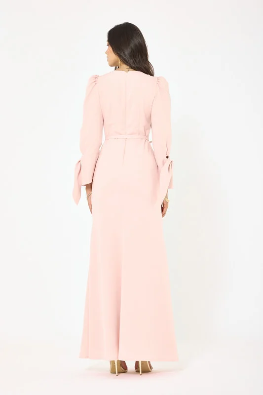 Iyra  Tie Sleeve Column Maxi Dress for Women | Best Price UAE