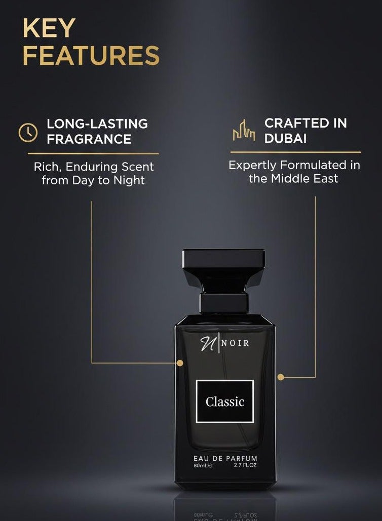 نوير عطر أو دو برفوم كلاسيكي للرجال - عطر جريء يدوم طويلاً برائحة الكمأة والكاكاو والتوابل - 80 مل - Image 5