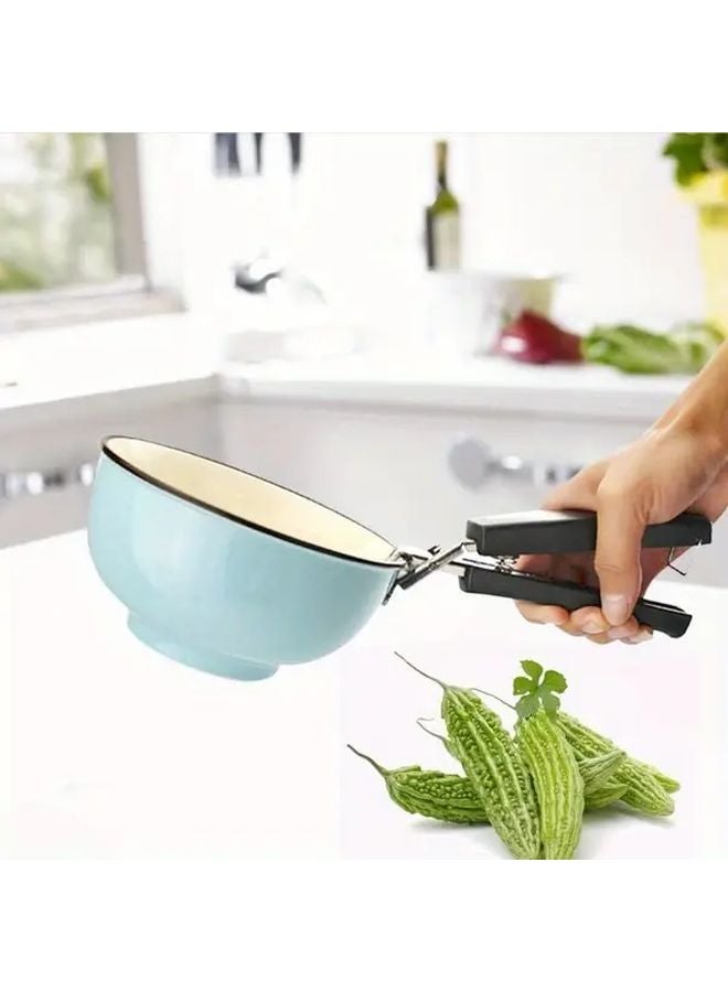 Blue Heat Resistant Stainless Steel Hot Pot Clamp Holder Tongs Bracket Kitchen Tool - Image 2