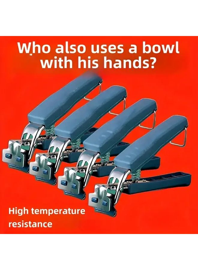 Blue Heat Resistant Stainless Steel Hot Pot Clamp Holder Tongs Bracket Kitchen Tool - Image 5