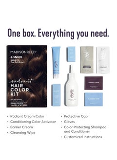 Madison Reed Madison Reed Radiant Hair Color Kit, Dark Brown for 100% Coverage of Resistant Gray Hair, Ammonia-Free, 4.5NNN Barletta Brown, Permanent Hair Dye, Pack of 1  - Image 2