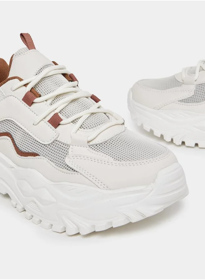 Styli Chunky Sole Color Block Mesh Sneakers