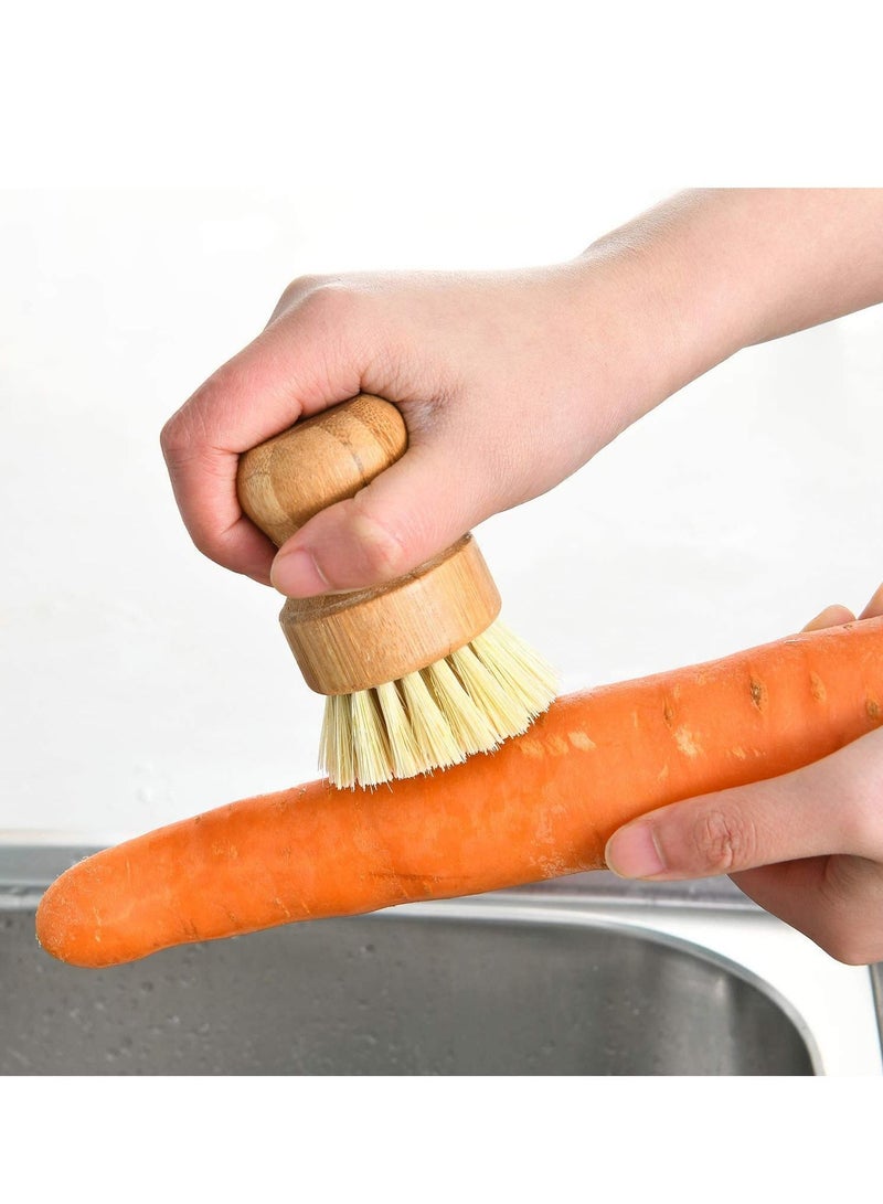 Y&D Bamboo Dish Scrub Brushes, Kitchen Wooden Cleaning Scrubbers Set, Natural Sisal Bristles - Image 3