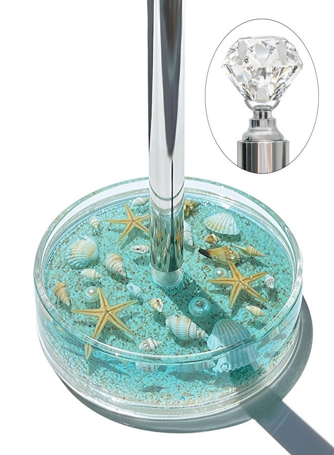 FONMY Paper Towel Holder Countertop Acrylic w/Nature Seashell Handmade,Seascape Standing Paper Towel Roll Holder for Kitchen Bathroom w/Weighted Base for One-Handed Operation,Unique Gifts (Blue) - Image 5