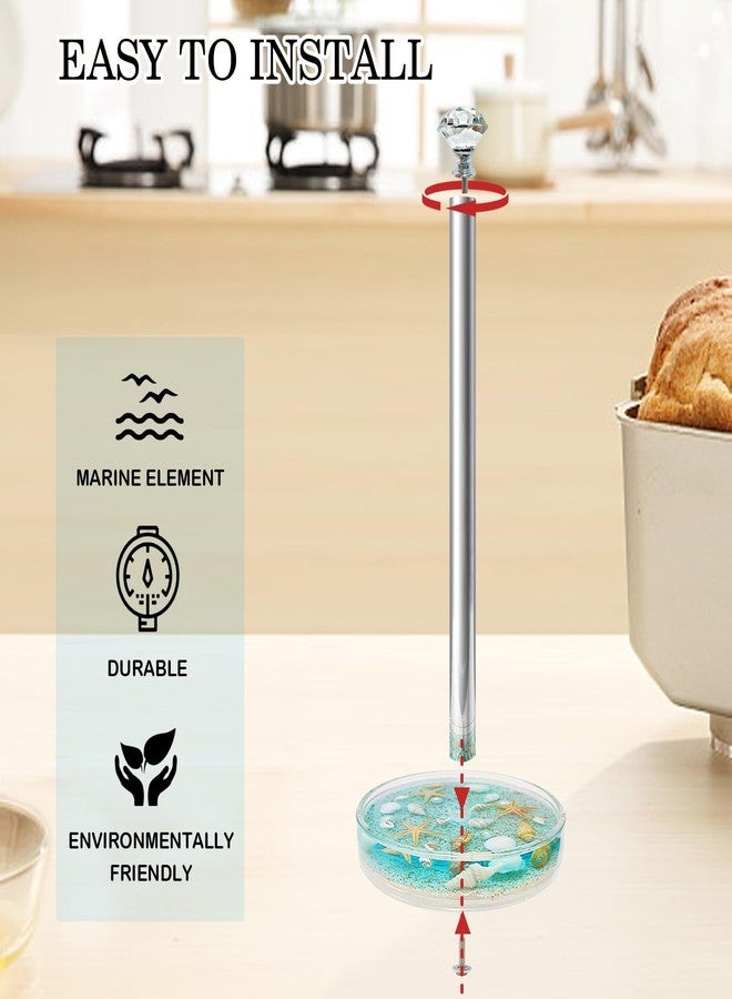 FONMY Paper Towel Holder Countertop Acrylic w/Nature Seashell Handmade,Seascape Standing Paper Towel Roll Holder for Kitchen Bathroom w/Weighted Base for One-Handed Operation,Unique Gifts (Blue) - Image 3