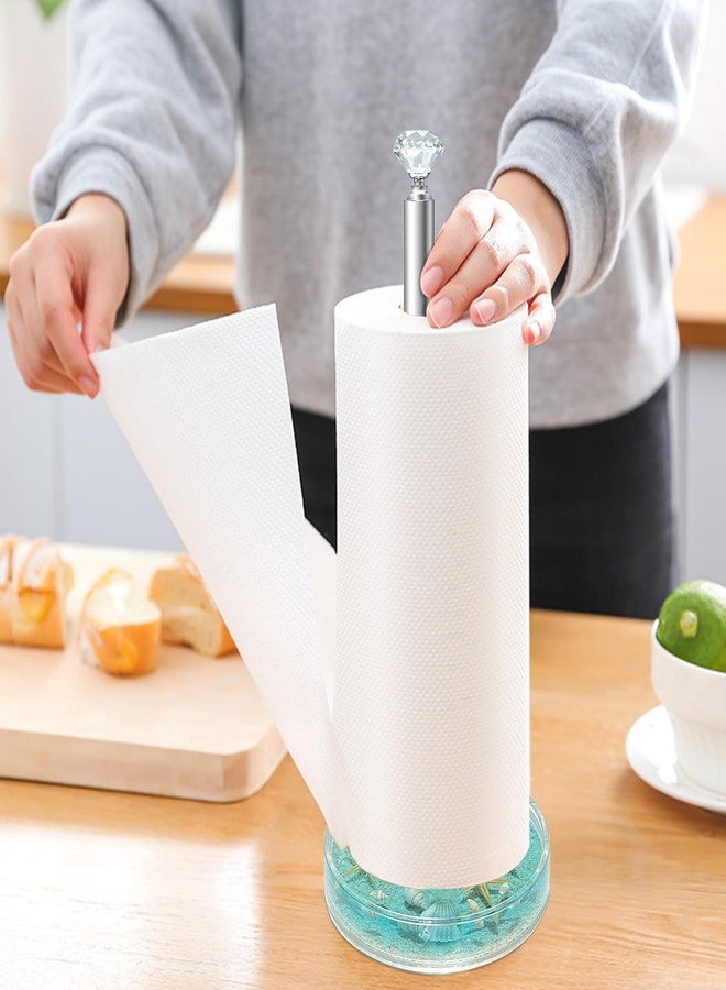 FONMY Paper Towel Holder Countertop Acrylic w/Nature Seashell Handmade,Seascape Standing Paper Towel Roll Holder for Kitchen Bathroom w/Weighted Base for One-Handed Operation,Unique Gifts (Blue) - Image 2