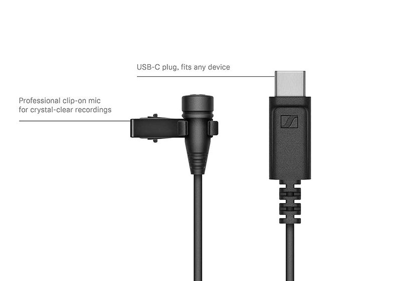 Sennheiser Pro Audio Condenser Microphone, XS Lav USB-C (509261),Black - Image 1