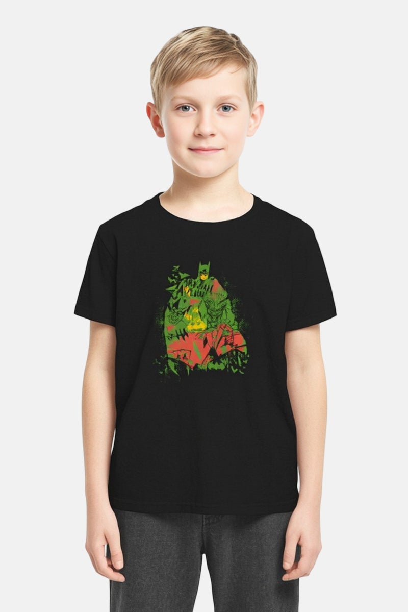 Sinsay تي شيرت قصير الأكمام بطباعة جرافيك للأطفال من سينساي × باتمان، أسود - Image 1