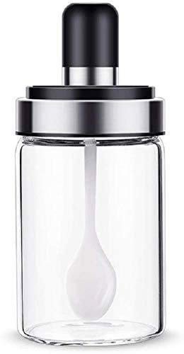 SAMJU Seasoning Container with Lids and Spoon 3 Pack Glass Spice Jars Condiment Pot for Sugar Salt Pepper Honey Capacity of Each Glass Jar_250ML - Image 3