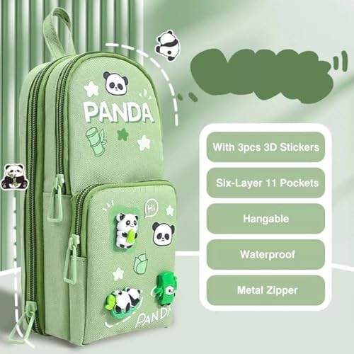 Parshya Cute Stationery Set for Kids & Students: Green Pencil Case Pouch & Retractable Push-Pull Eraser Combo | Return Gift for Girls & Boys - Image 2