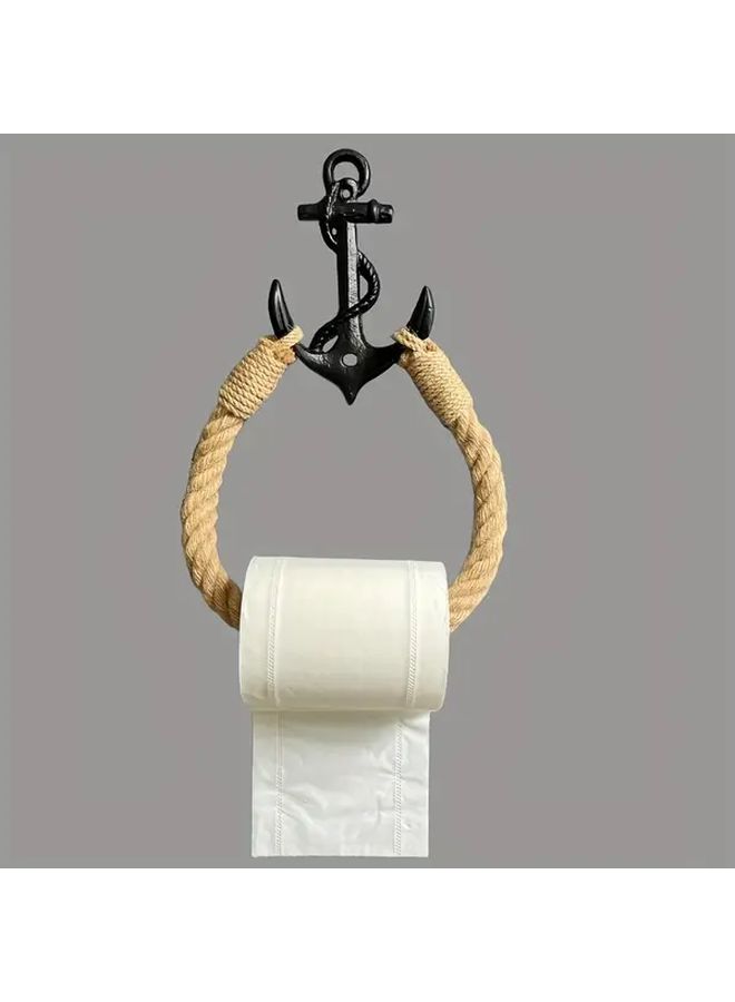 Black Moor Hook Yellow Jute Rope Toilet Paper Holder Wall Mounted Towel Ring Nautical Bathroom Accessory Easy Install Durable - Image 4