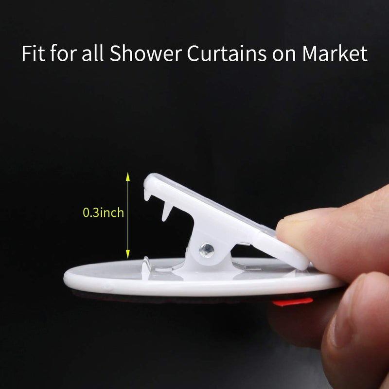 Featch 4 PCS Shower Curtain Clips, Shower Windproof Splash Guard - Self Adhesive Shower Curtain Weight Clip (White) - Image 5