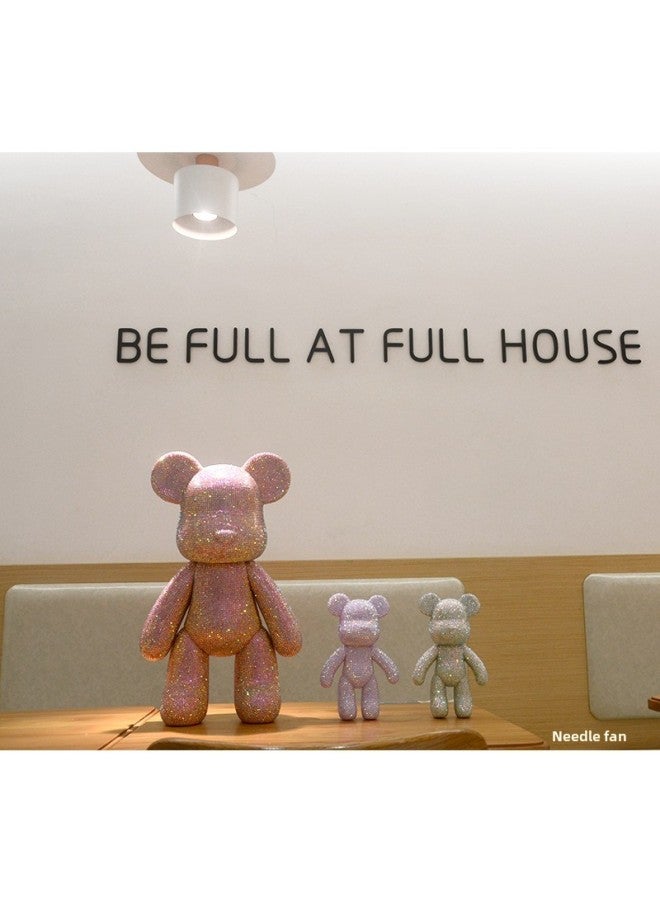 Sticker Drill Bear Handmade Sticker Drill Bear 23 Material Bag Ornaments Diamond Hand Bear Sticker Drill Doll-Color:Jelly Purple + Bear Diy Material Pack-Height:23cm