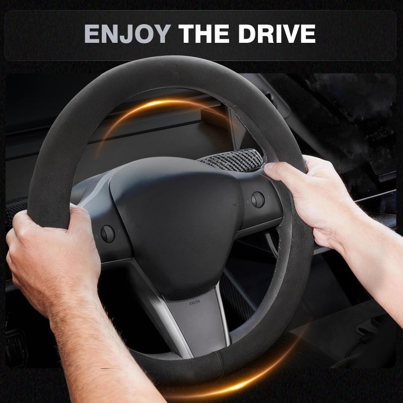 FLORICH Car Steering Wheel Cover Winter, Microfiber Suede Steering Wheel Covers with Anti-Slip Lining, Breathable Elastic Car Steering Wheel Protector Soft, Universal Standard Size 14-15 inch - Image 2