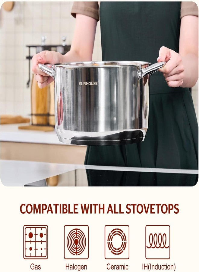 SUNHOUSE Stainless Steel Stock Pot - 7 Quart Heavy-Duty Induction Cooking Pot with Visible Lid for Pasta, Soup, Spaghetti - Nonstick Thick-Bottom Deep Stockpot for Canning, Boiling, and Simmering - Image 4