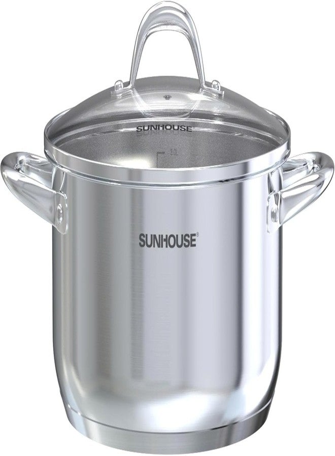 SUNHOUSE Stainless Steel Stock Pot - 7 Quart Heavy-Duty Induction Cooking Pot with Visible Lid for Pasta, Soup, Spaghetti - Nonstick Thick-Bottom Deep Stockpot for Canning, Boiling, and Simmering - Image 1