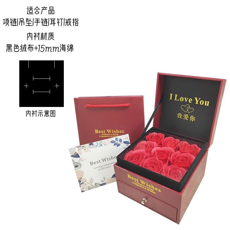 Qian Jia Qianjia Jewelry Storage Box Set - Earring, Necklace, Bracelet, Ring Boxes with Gift Bags, Silver Polishing Cloth, Earring Backs, Disinfecting Cotton, and Mirror - Image 5