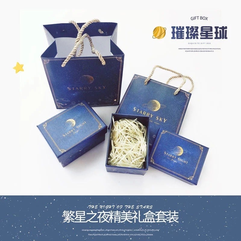Qian Jia Qianjia Jewelry Storage Box Set - Earring, Necklace, Bracelet, Ring Boxes with Gift Bags, Silver Polishing Cloth, Earring Backs, Disinfecting Cotton, and Mirror - Image 2