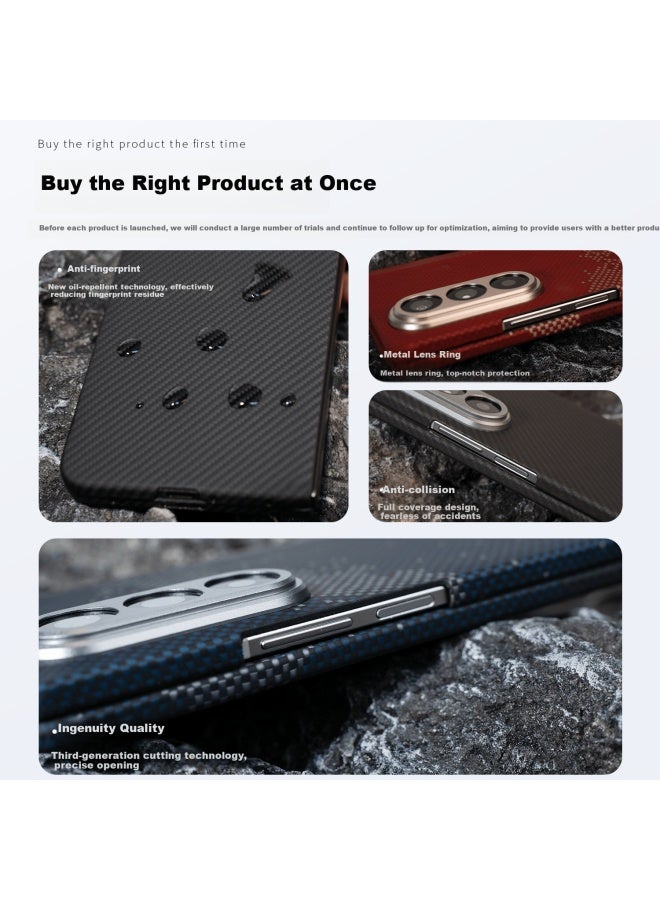 Conga Kevlar Aramid Fiber Protective Case For Samsung Z Fold7/w26, Full Coverage Ultra-thin Shockproof Mondrian Magnetic Slim Metal Ring Precision Cut Set