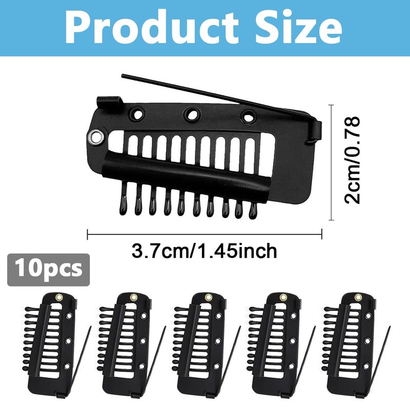 M'AYCREATE MAYCREATE® 10Pcs Chunni Clips with Safety Pins, Snap-on Dupatta Pin Hijab Pins Stainless Steel Wig Clips for Headscarf or Hair Extensions - Black - Image 2