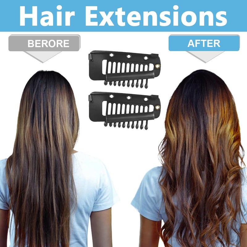 M'AYCREATE MAYCREATE® 10Pcs Chunni Clips with Safety Pins, Snap-on Dupatta Pin Hijab Pins Stainless Steel Wig Clips for Headscarf or Hair Extensions - Black - Image 4