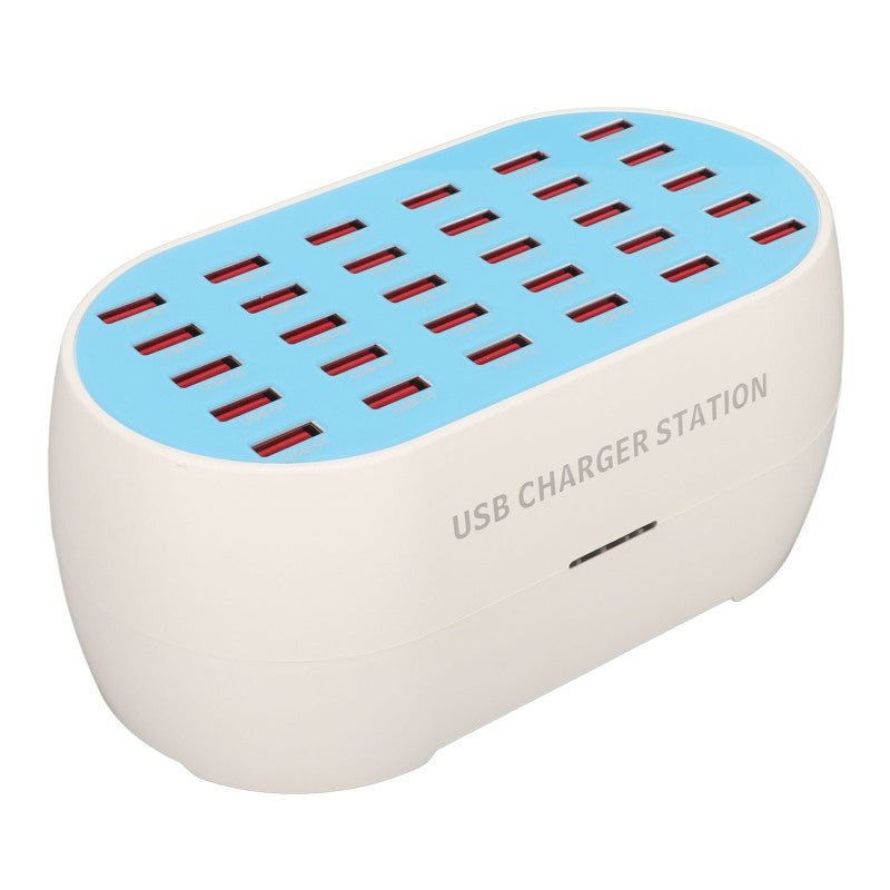 محطة شحن USB متعددة المنافذ: 30 منفذًا شحن سريع بقوة 160 واط مع شريحة إدارة طاقة PWM - مادة مقاومة للحرق وسدادات رجوة من الرغوة المضادة للانزلاق لشحن الأجهزة المتعددة في المنزل والمطار والفندق - Image 1