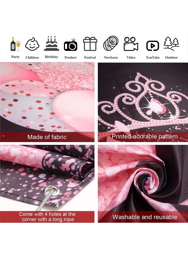 Sumind خلفية عيد ميلاد سعيدة قماش لامع وردي خلفية لافتة عيد ميلاد بالونات كعب عالٍ كأس نبيذ خلفية تصوير زينة حفلات عيد الميلاد للنساء والفتيات مستلزمات عيد الميلاد، 6 × 3.6 قدم - Image 3