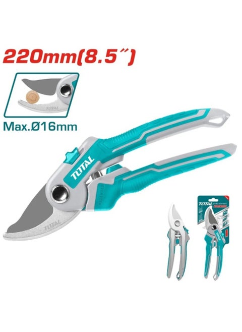 Total High-Quality Garden Scissors Stainless Steel Pruning Shears THT0601 - 8.5" Durable Carbon Steel Blade with Teflon Coating Sharp, Multi-purpose, Hand Pruning Scissors, Snip Leaf Trimmer, Branch Clippers, with Handle for Garden