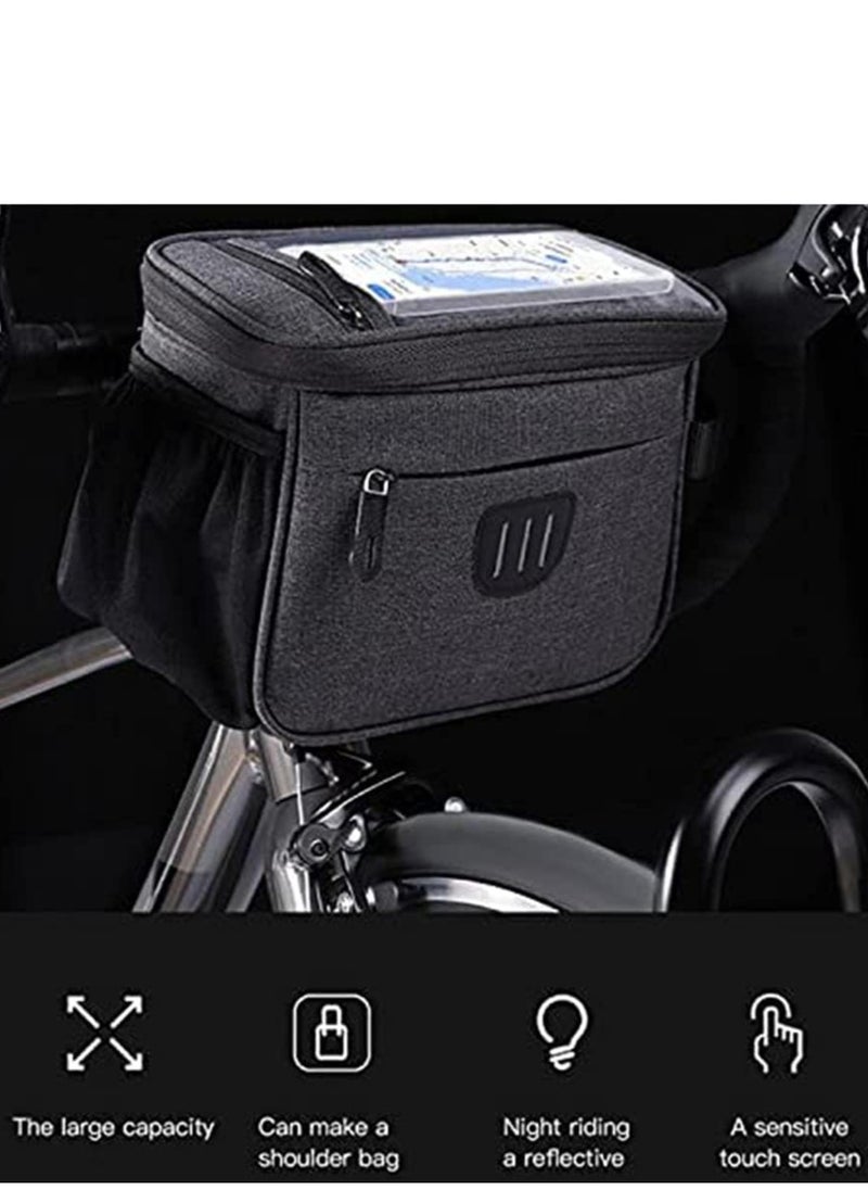 Generic 5L Bike Frame Bag,  Large Capacity Bike Pouch Bag Bike Handlebar Bag Cycling Front Top Tube Bicycle Bag Touchscreen Phone Mount for  Smartphone up to 6.5''  - Image 2