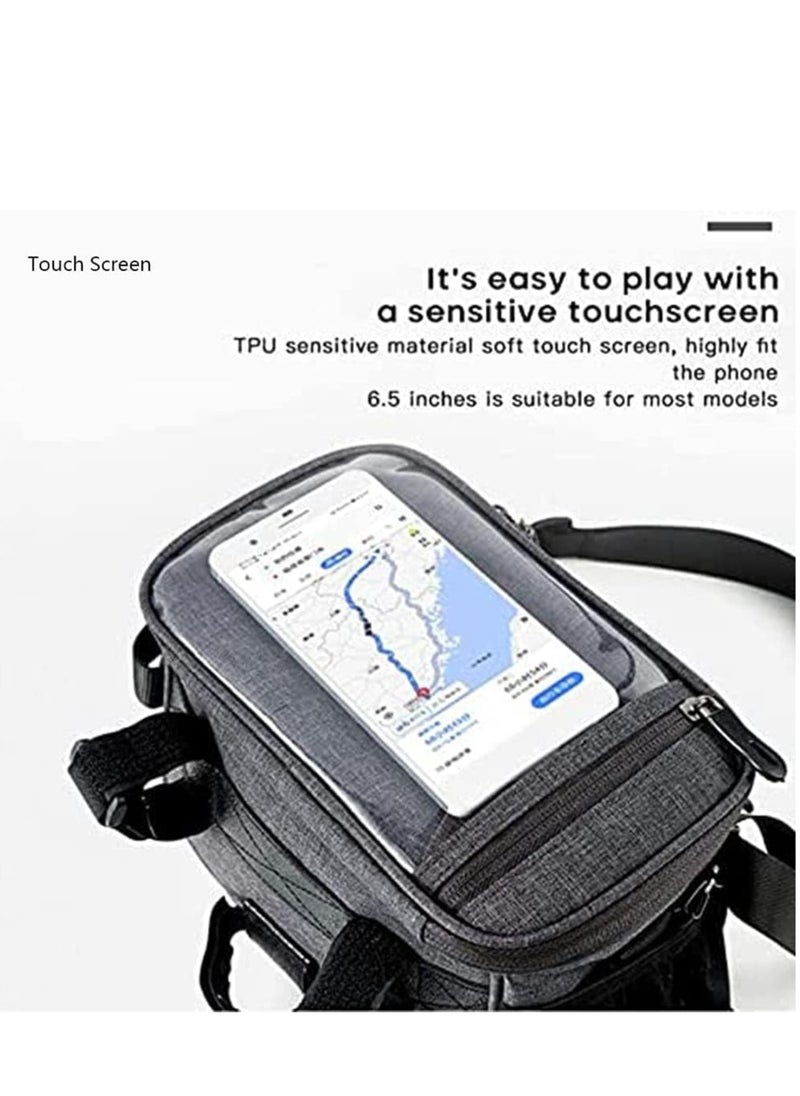 Generic 5L Bike Frame Bag,  Large Capacity Bike Pouch Bag Bike Handlebar Bag Cycling Front Top Tube Bicycle Bag Touchscreen Phone Mount for  Smartphone up to 6.5''  - Image 3