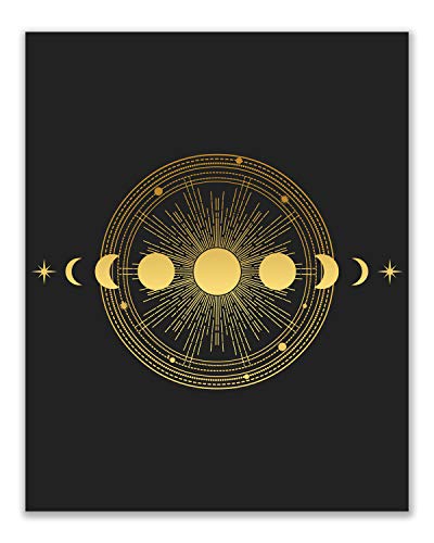 DEFLECTAIR Occult Gold and Black Prints - Set of 6 (8x10) Glossy Wall Art Decor Alchemy - Witch -Third Eye - Planets - Image 4