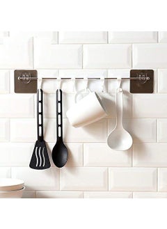 Gopinath Autolink Gopinath Autolink Plastic ABS Stainless Steel Series Self Adhesive Bathroom Towel Rail Utensil Rack Kitchen Magic Sticker 6 Hooks Hanger for Cup White  - Image 1
