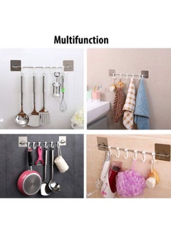 Gopinath Autolink Gopinath Autolink Plastic ABS Stainless Steel Series Self Adhesive Bathroom Towel Rail Utensil Rack Kitchen Magic Sticker 6 Hooks Hanger for Cup White  - Image 5