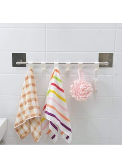 Gopinath Autolink Gopinath Autolink Plastic ABS Stainless Steel Series Self Adhesive Bathroom Towel Rail Utensil Rack Kitchen Magic Sticker 6 Hooks Hanger for Cup White  - Image 3