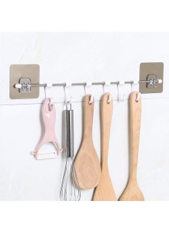 Gopinath Autolink Gopinath Autolink Plastic ABS Stainless Steel Series Self Adhesive Bathroom Towel Rail Utensil Rack Kitchen Magic Sticker 6 Hooks Hanger for Cup White  - Image 4