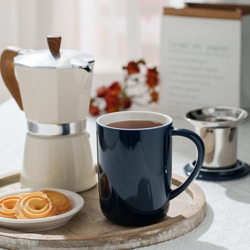 CEEFU Porcelain Tea Mug with Infuser and Lid, Teaware with Filter and Coaster, Loose Leaf Tea Cup Steeper Maker, 16 OZ for Tea/Coffee/Milk/Women/Office/Home/Gift (Navy Blue) - Image 4
