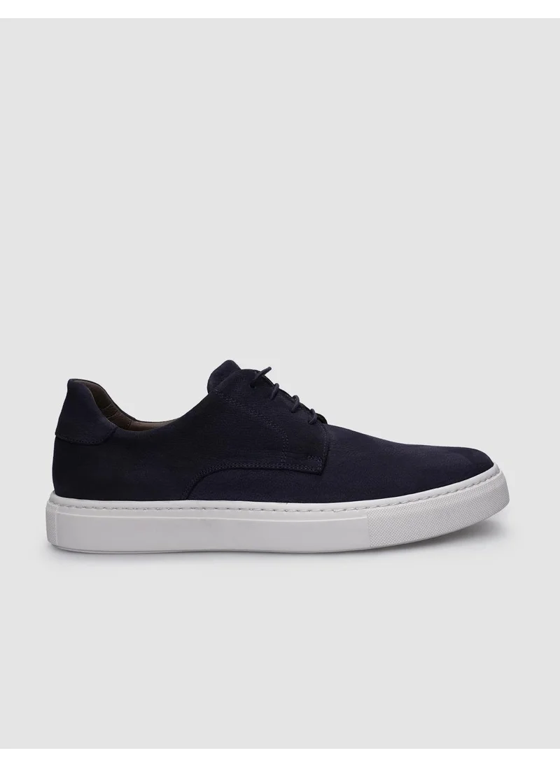 كاباني 100% Genuine Leather Navy Blue Nubuck Lace-Up Men's Sneaker