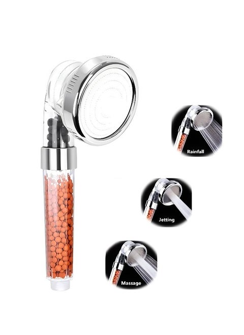 Shower Head 8cm – High Pressure Water Saving 3 Spray Modes Filter Ionic Showerhead –Negative Ion Tourmaline Stone Minerals Filtered Handheld Shower head (Ionic Showerhead)