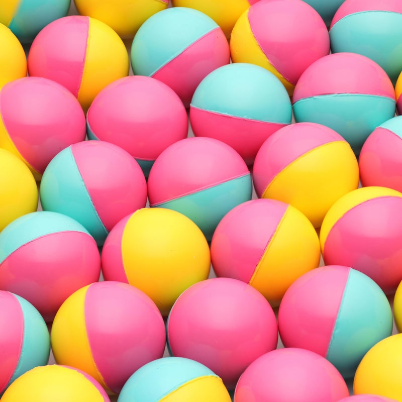 Entervending Assorted Colorful Bouncy Balls 126 Inch 32 mm 50 Psc Rubber Balls for Toddlers Mixed Pattern Style for Kids Small for Babies Party Favors Pinata Stuffers Gifts Toys Games 